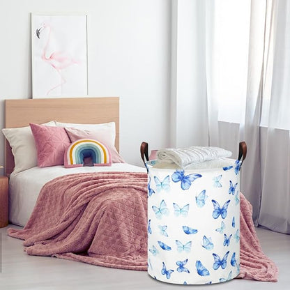 Kids Laundry Hamper,Laundry Basket,Baby Nursery Hamper,Waterproof Storage Bin,Clothes Organizer,Toys Bin,Room Decor(Blue Butterfly)