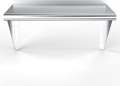 NSF Certified 18 Gauge Heavy Duty Stainless Steel Wall Shelf with Brackets for Kitchens, Utility Rooms, Storage, Offices & Home (24"x14")