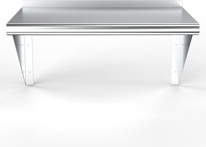 NSF Certified 18 Gauge Heavy Duty Stainless Steel Wall Shelf with Brackets for Kitchens, Utility Rooms, Storage, Offices & Home (30"x18")