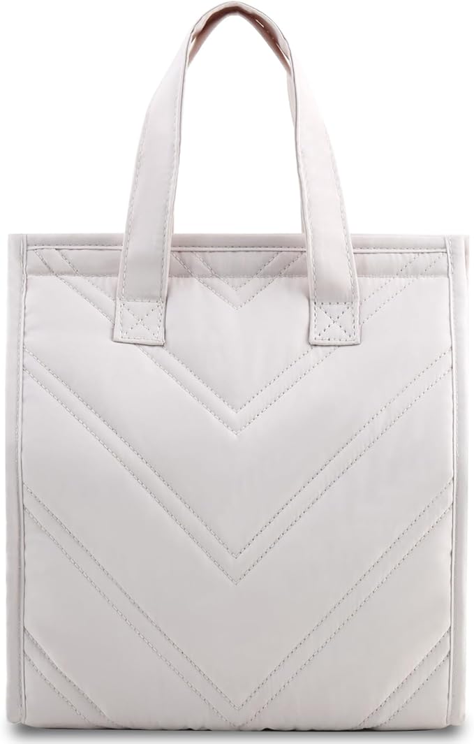 TELLUMO Lunch bag, Insulated Lunch Bag for Women Men Large Lunch Box Container Reusable Leakproof Tote for Office, Work, School, Beach or Travel (Q- Beige)