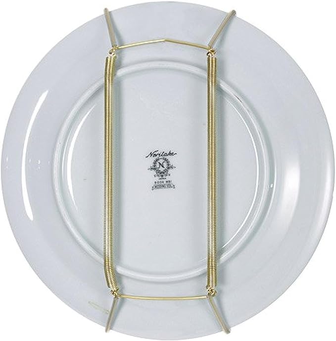 Rocky Mountain Goods Plate Hanger for Wall and Mounting Hardware - Fits Decorative Plates and platters - Heavy Duty Polished Brass - Vinyl Non Scratch Hooks - Includes Wall Mount kit (8" - 11")