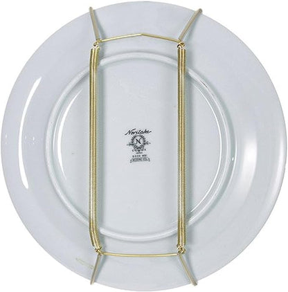 Rocky Mountain Goods Plate Hanger for Wall and Mounting Hardware - Fits Decorative Plates and platters - Heavy Duty Polished Brass - Vinyl Non Scratch Hooks - Includes Wall Mount kit (8" - 11")