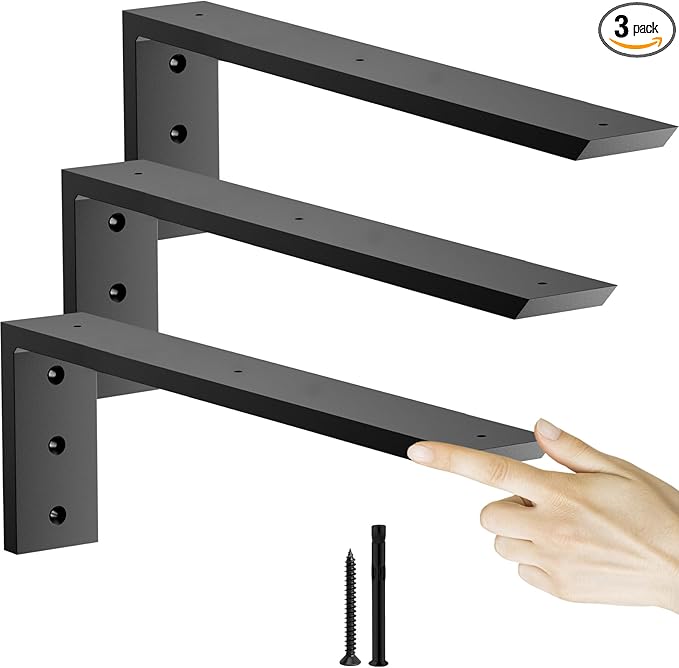 Countertop Support Bracket 16 inch 3 Pack (3/8" Thick),Premium Heavy Duty Granite Countertop Brackets 16"x6"x2.5",Shelf L Bracket Mantel Corbels for Quartz,Wood,Concrete and Laminate Countertops