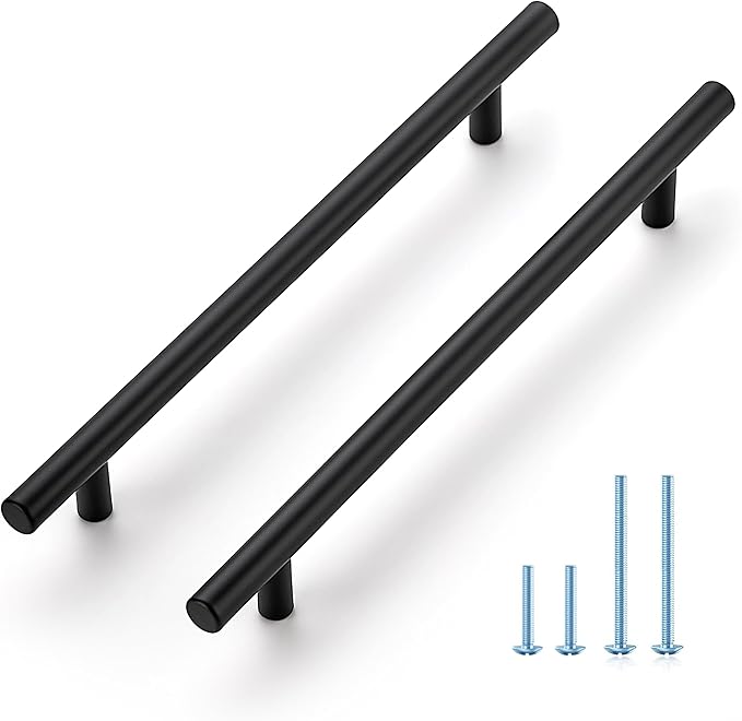 JOY DECOR 45 Pack 10 Inch Cabinet Pulls Kitchen Cabinet Handles with 7-1/2 Inch Hole Center Matte Black Cabinet Hardware Stainless Steel Kitchen Drawer Pulls for Cabinets Cupboard, 192mm Hole Centers