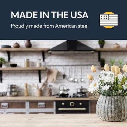 Iron Supports Universal Heavy-Duty Commercial Bracket - Industrial Support Brackets - Steel Mounting Bracket for Shelves, Vanities, Buffets, Desks (Matte Black - 12" Deep x 8" High, Right Hand)