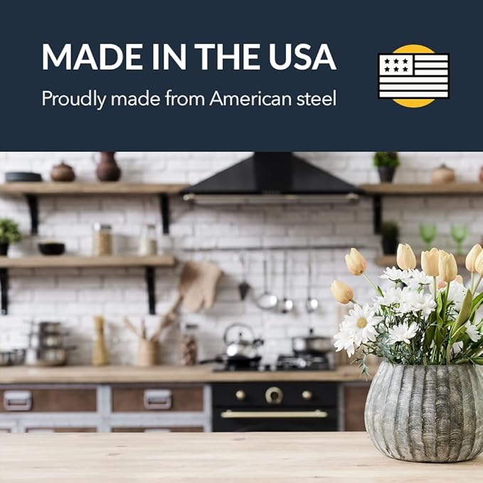 Iron Supports Universal Heavy-Duty Commercial Bracket - Industrial Support Brackets - Steel Mounting Bracket for Shelves, Vanities, Buffets, Desks (Matte Black - 18" Deep x 12" High, Left Hand)
