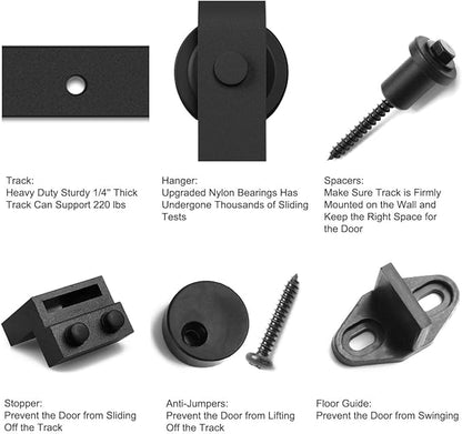 SMARTSTANDARD 6.6 Feet Heavy Duty Sturdy Sliding Barn Door Hardware Kit -Smoothly and Quietly -Easy to Install -Includes Step-by-Step Installation Instruction Fit 40" Wide Door Panel (J Shape Hanger)