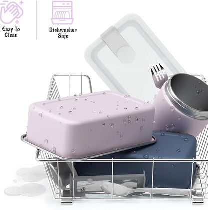 Stainless Steel Bento Lunch Box Set for Adult - 42oz Leak-Proof Bento Lunch Box Container with Thermo, Insulated Bag for Work Travel Dining Out
