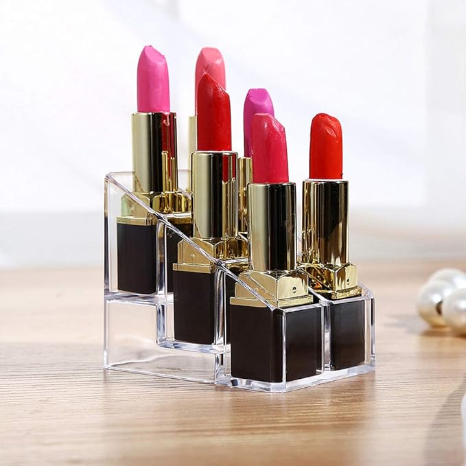 Ciieeo Nail Polish Organizer Case Small Acrylic Lipstick Holder 6 Slots Clear Lipstick Organizer Case Lipgloss Display Stand Rack for Lipgloss Nail Polish Display