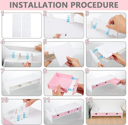 1pc Monitor Stand Monitor Table Monitor Decoration Screen Enhancement Organizer Desk Stand Stand for Desktop Monitor Riser with Organizer Conputer PVC Pink