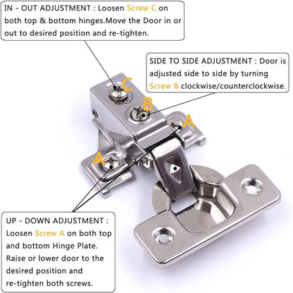 40 Pack Soft Close Cabinet Door Hinges for 1/2" Partial Overlay Cupboard, 100 Degree Opening Angel, Stainless Concealed Kitchen Cabinet Hinges with Mounting Screws and Manual