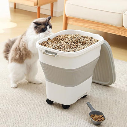 35 lbs Dog Food Storage Container,Collapsible Dog Food Container with Scoop,Pet Food Storage Containers to Keep Dry Food Fresh,Easy to Move