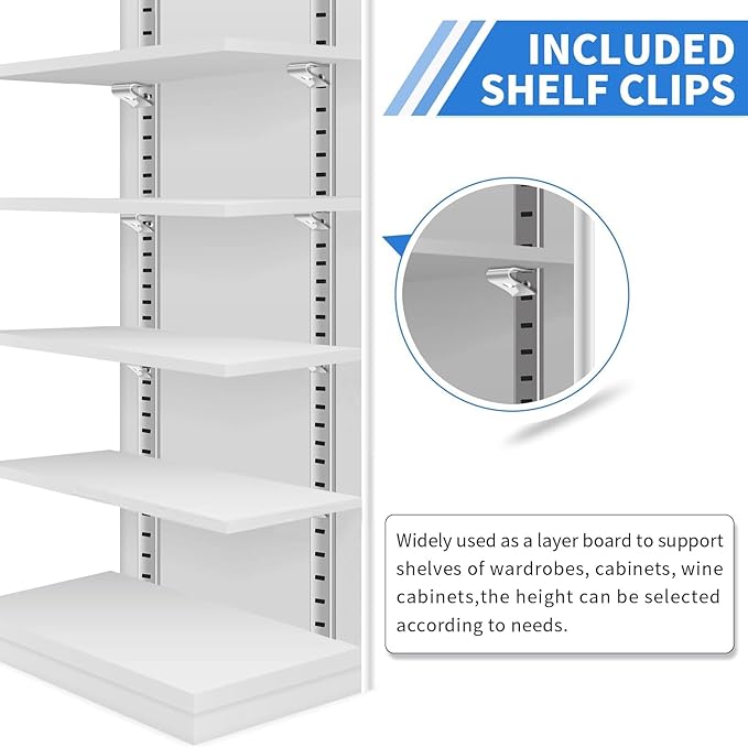 8 Pcs 40 Inch Shelf Pilaster Tracks and 24 Pcs Shelf Clips Adjustable Metal Rail Mortise Mount Pilaster Strip Standard for Bookcases Cabinet Closet Shelving System