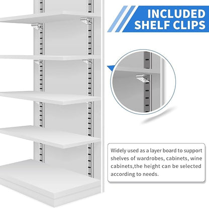 8 Pcs 40 Inch Shelf Pilaster Tracks and 24 Pcs Shelf Clips Adjustable Metal Rail Mortise Mount Pilaster Strip Standard for Bookcases Cabinet Closet Shelving System