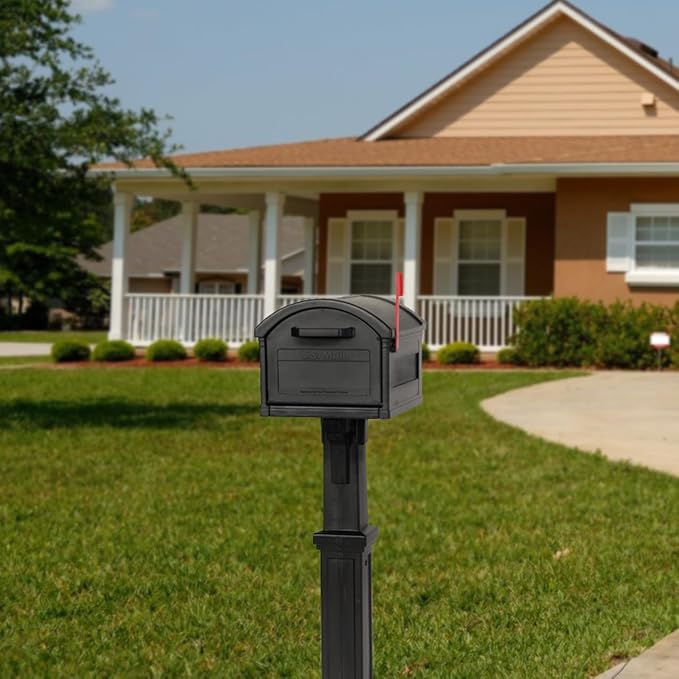 ARCHITECTURAL MAILBOXES Grand Haven Plastic, Mailbox and Post Kit, Black Extra Large