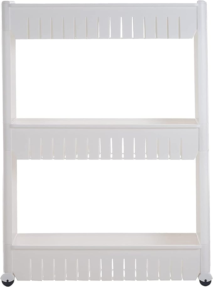Lavish Home 3 Tier Shelf Rolling Cart - Narrow-Space Kitchen or Bathroom Shelf Organizer Cart - Slim Slide-Out Storage Shelves for Kitchen, Bathroom, Laundry and Pantry