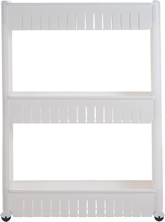 Lavish Home 3 Tier Shelf Rolling Cart - Narrow-Space Kitchen or Bathroom Shelf Organizer Cart - Slim Slide-Out Storage Shelves for Kitchen, Bathroom, Laundry and Pantry