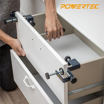 POWERTEC 72222 Cabinet Hinge Jig w/Drawer Front Installation Clamps Kit, Concealed Hinge Jig w/ 35mm Forstner Bit, Drawer Face Clamp for Cabinet Door Mounting, Cabinet Hardware & Drawer Front Panel