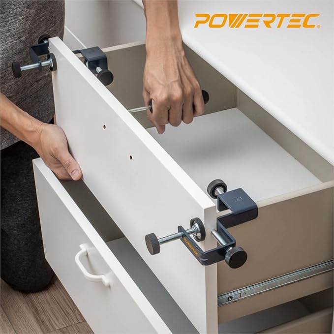 POWERTEC 72223 Cabinet Hardware Jig w/Drawer Front Installation Clamps Kit, Precision Marking System and Drawer Face Clamp for Installing Pulls, Knobs, Handles on Cabinet & Drawer