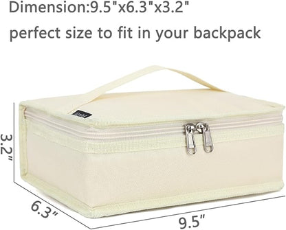 FlowFly Small Insulated Lunch box Portable Soft Bag Mini Cooler Thermal Meal Tote Kit with Handle for Work & School, Beige