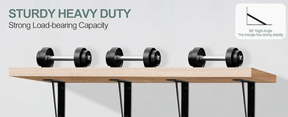 4 Pack L16 x H 10" Black Heavy Duty Shelf Brackets with Screws Metal Shelf Brackets Shelf Support Angle Brackets for Shelves L Brackets Heavy Duty Floating Shelf