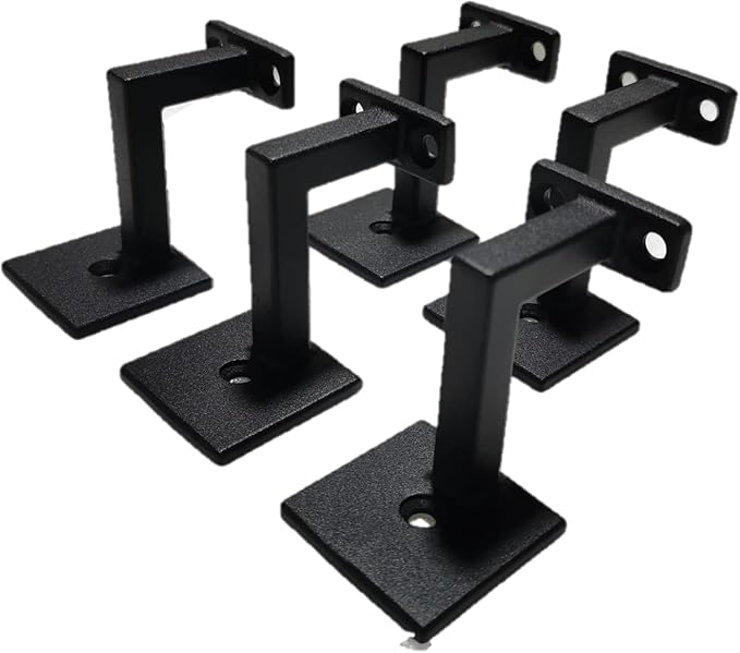 Square Handrail Brackets for Staircase Stair Railing Brackets with Screws (1, Textured Black)