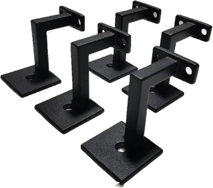 Square Handrail Brackets for Staircase Stair Railing Brackets with Screws (1, Textured Black)