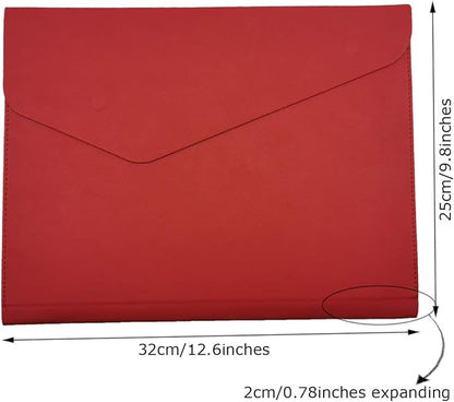 Enyuwlcm PU Leather A4 File Folder Document Holder Waterproof Portfolio Envelope Folder Case with Invisible Magnetic Closure Red
