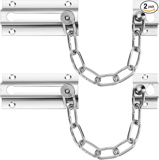 2 Pack Door Chain Lock, Stainless Steel Chain Locks for Inside Door, Premium Thickened with 12 Screws