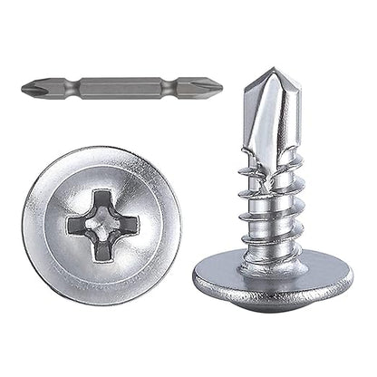 Wensilon（300pcs）#8×1/2”for Sheet Metal Self-Tapping Screws 410 Stainless Steel Truss Head High-Strength Quick Tapping Screws