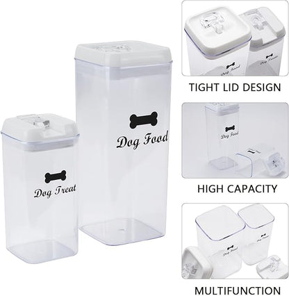 Pethiy dog food storage container dog treat container airtight pet Treats Storage Container-Clear Plastic Storage Canister Tins pet jars(2 Pack set)