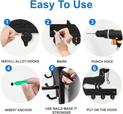 MAYJOYDIY Camping Coat Hooks Wall Mount Metal Camping Vehicle Key Holder for Wall 9.8×4.7inch 10 Hooks Decorative Forest Campingvan Black Key Hooks for Gift Coats Hats Towels Bags Travel Trailers