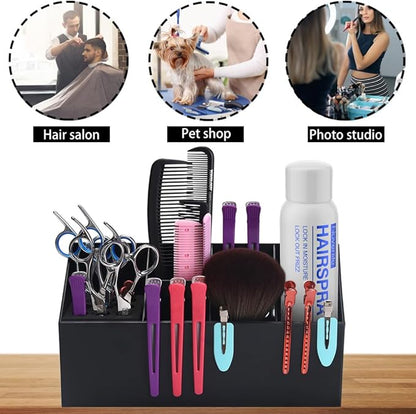 Noverlife Hair Scissors Large Storage Box, Shear Holder for Hair Salon, Scissor Holder, Hairdressing Combs Clips Scissors Professional Hairdressing Combs, Clips, Brushes Storage Racks Tool Box - Black