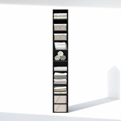 Furinno PASIR 10-Tier Closet Organizers and Storage, Open Shelf, Storage Organizer, 12-Inch Width, for Closet, Bedroom, Blackwood
