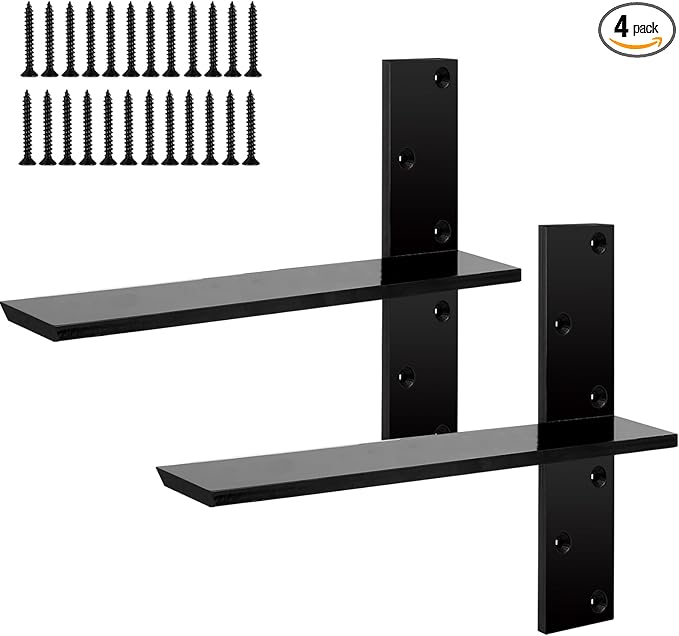 2-Pack Floating Shower Bench Brackets - 16" L x 2.5" W Heavy-Duty Hidden Countertop Wall Support Brackets, 3/8" Thick, Ideal for Floating Vanity, Cabinets, Granite,Dishwashers, Bin,and Bench Seats