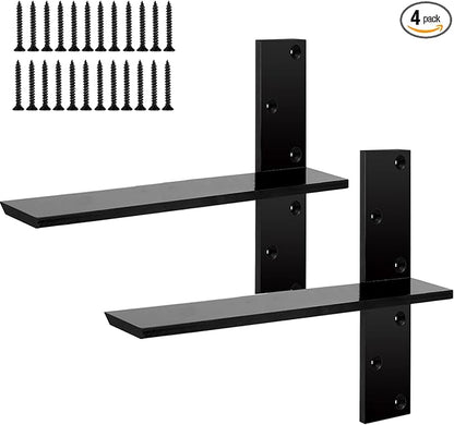 2-Pack Floating Shower Bench Brackets - 16" L x 2.5" W Heavy-Duty Hidden Countertop Wall Support Brackets, 3/8" Thick, Ideal for Floating Vanity, Cabinets, Granite,Dishwashers, Bin,and Bench Seats