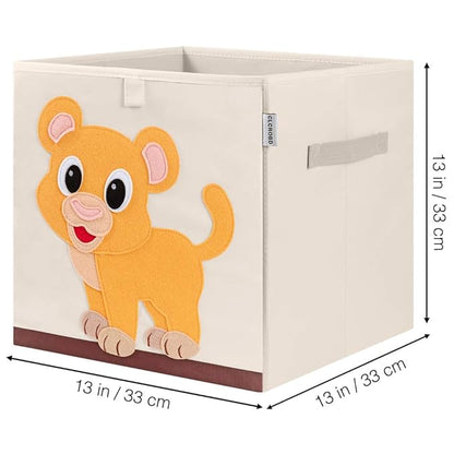 CLCROBD Foldable Animal Cube Storage Bins Fabric Toy Box/Chest/Organizer for Kids Nursery, 13 inch (Baby Lion)