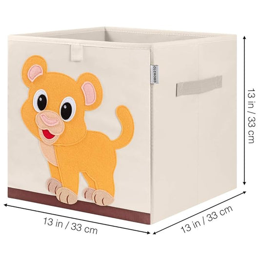 CLCROBD Foldable Animal Cube Storage Bins Fabric Toy Box/Chest/Organizer for Kids Nursery, 13 inch (Baby Lion)