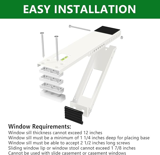 Window Air Conditioner Support Bracket, Universal AC Unit Window Brackets Light Duty, Up to 85 lbs.