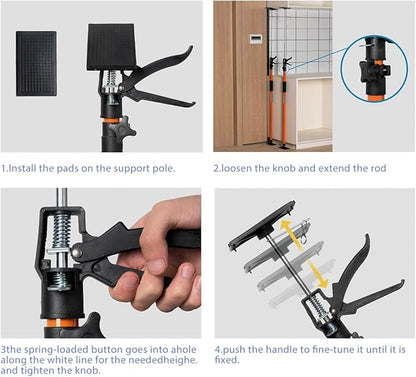 4PK Support Pole, Steel Telescopic Adjustable 3rd Hand Support System, Support Rod, Supports up to 154 lbs Construction Rods for Cabinet Jacks Cargo Bars Drywalls Extends from 49 Inch to 114 Inch