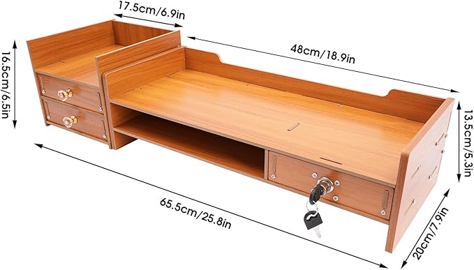Monitor Stand Computer Riser with Storage Organizer, Desk Organizer Stand Monitor Stand Riser Multifunction Storage Shelf with Drawer (Style B)