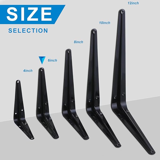 HEART ART 18 Pack Shelf Bracket 6 Inch ,Heavy Duty Shelf Brackets,Floating Shelf Bracket L Brackets,Metal Shelf Brackets for Wall, 6”L x 5”H x1.5”W