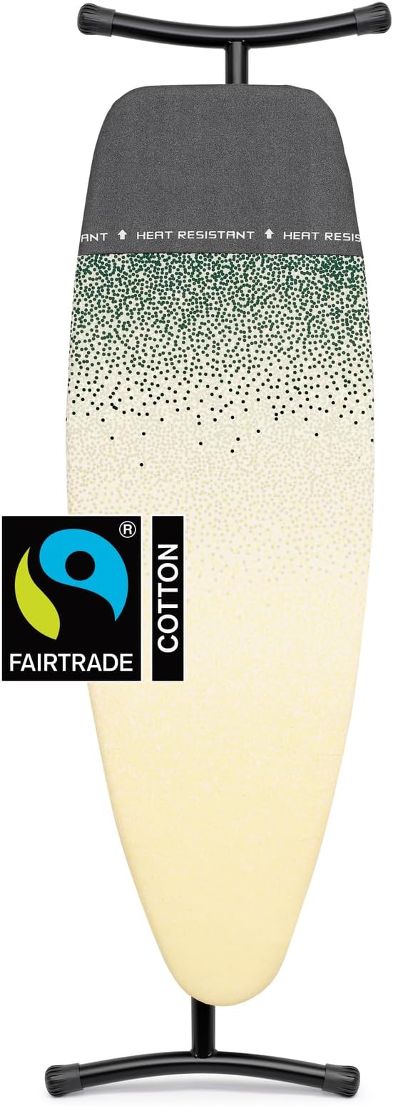 Brabantia - Ironing Board D - Heat-Resistant Steam Iron Zone - Adjustable Height - Non-Slip Rubber Feet -100% Fairtrade Cotton Cover with Foam Layer - Foldable XL Board - New Dawn - Size D(53 x 18 in)
