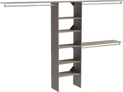 ClosetMaid SuiteSymphony Wood Closet Organizer Kit with Tower, 3 Hang Rods, Top Shelves, Adjustable, Fits Spaces 6 - 10 ft. Wide, Graphite Grey