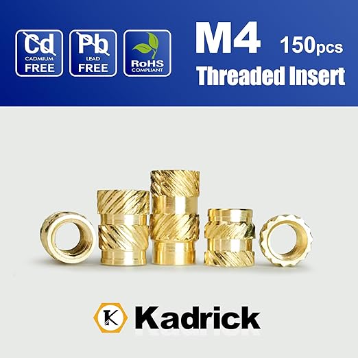 150 Pcs M4 Threaded Inserts for Plastic with Heat Set Tip,M4*(6mm-10mm Hight)*5.5mm Heat Set Inserts Kit,Brass Inserts for 3D Pringting