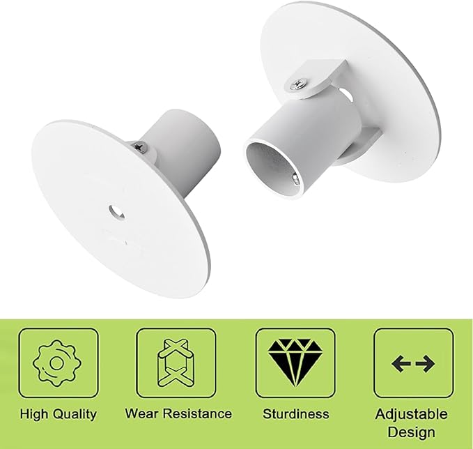 Shower Curtain Rod Bracket, 2Pcs 26mm Inner Diameter Titanium Steel Shower Curtain Rod Single Swivel Flange Easy Installation Curtain Rod Wall-Mount Bracket with Screws (White)