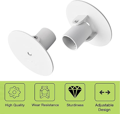 Shower Curtain Rod Bracket, 2Pcs 26mm Inner Diameter Titanium Steel Shower Curtain Rod Single Swivel Flange Easy Installation Curtain Rod Wall-Mount Bracket with Screws (White)