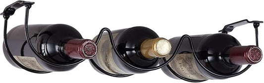 Under Cabinet Wine Rack, Organization and Storge Rack for Bottles, Under Cabinet Organizer for Liquor Bottle, Decor Kitchen Wall Mounted Wine Bottle Holder,Metal Black