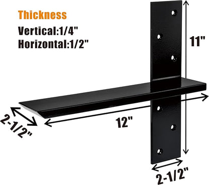 Free Hanging T Shelf Bracket, Solid Heavy Duty Steel Knee Wall Hidden Granite Countertop Support Floating Bracket Hardware, Universal ,1 Count,12 Inch , DIY Projects , Screws Included