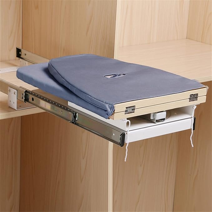 180° Rotation Wall-Mounted Ironing Board Foldable Clothes Ironing Table Pull-Out Stow Away Ironing Board Retractable Small Ironing Board Ironing Storage Station for Home Apartment Gray